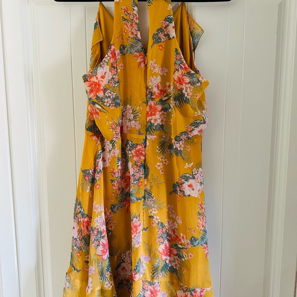 Floral Yellow Ruffle Dress - Picture 2 of 5